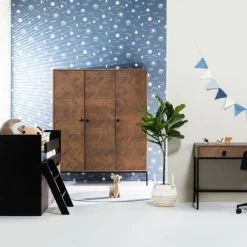 Europe Baby Beau Kinderkamer Walnoot Incl. Metalen Onderstel | Bedbank 90 X 200 Cm + Bureau