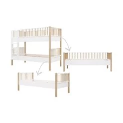 Bopita Mika Combi - Stapelbed Wit / Eiken 90 X 200 -Kinder Producten Winkel combi bunkbed 90x200 mika white oak e7e5