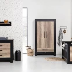 Kidsmill Long Island Babykamer Zwart / Oldwood | Bed 60 X 120 Cm + Commode