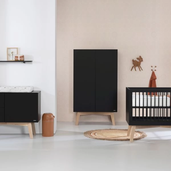 Kidsmill Sixties Babybed Zwart Mat / Naturel 60 X 120 Cm - Afbeelding 4