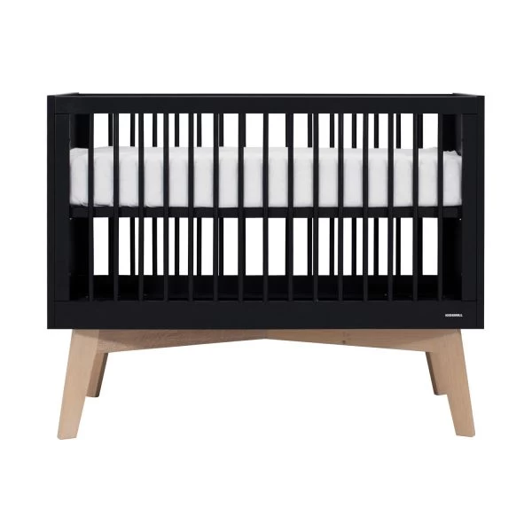 Kidsmill Sixties Babybed Zwart Mat / Naturel 60 X 120 Cm
