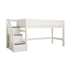 LIFETIME Kidsrooms Halfhoogslaper Met Trapkast Luxe Whitewash
