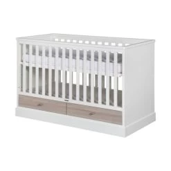 Kidsmill Newport Babybed Wit / Eiken 60 X 120 Cm -Kinder Producten Winkel newport ledikant wit eiken t knop rvs 60 x 120 cm 1 3617