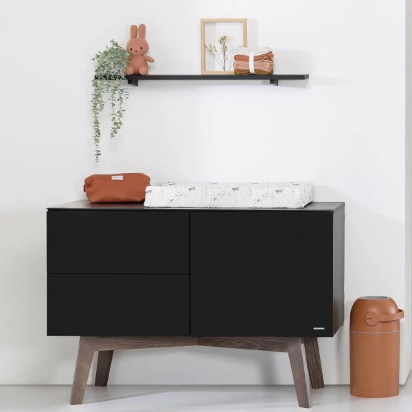 Kidsmill Sixties Commode Zwart Mat / Walnoot 4 Kidsmill Sixties Commode Zwart Mat / Walnoot - Afbeelding 4