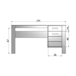 Woood Bureau Dennis Steel Grey -Kinder Producten Winkel woood bureau dennis steel grey tekening f279